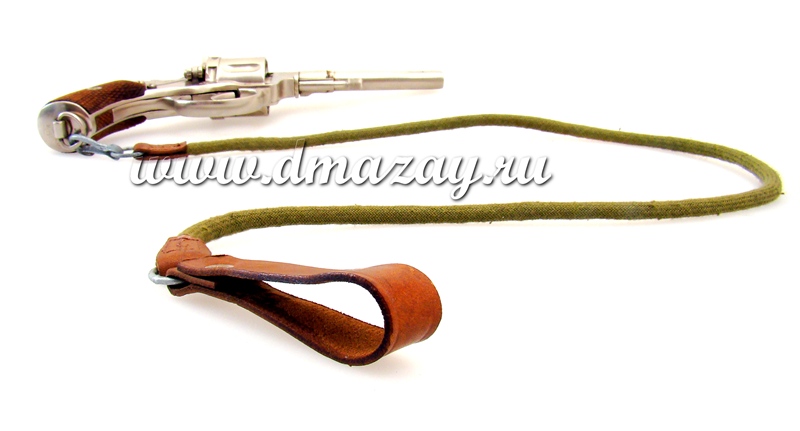  Страховочный шнур револьверный (тренчик, ремешок) для пистолетов системы НАГАН-ТТ с кожаной шлейкой на поясной ремень СССР 