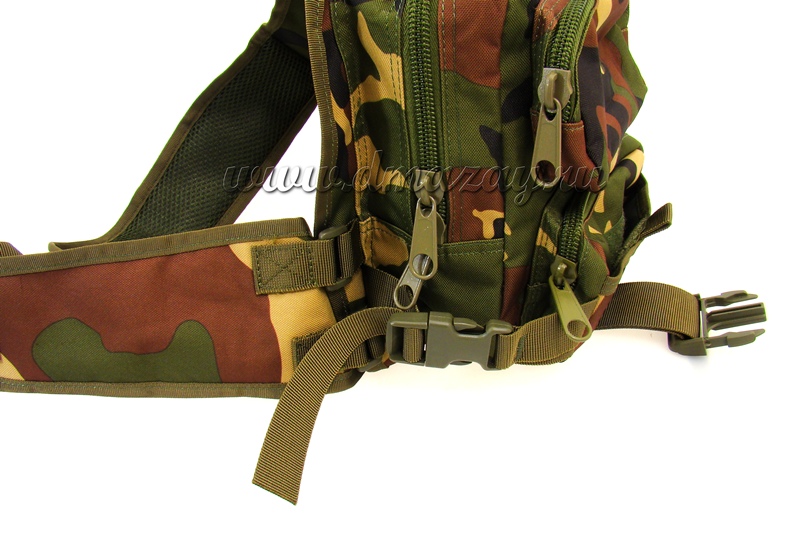  Тактический рюкзак со съемной универсальной кобурой и отсеком под пистолетный магазин Kms, непромокаемый, оборачивающийся вокруг корпуса, цвет Универсальный камуфляж 