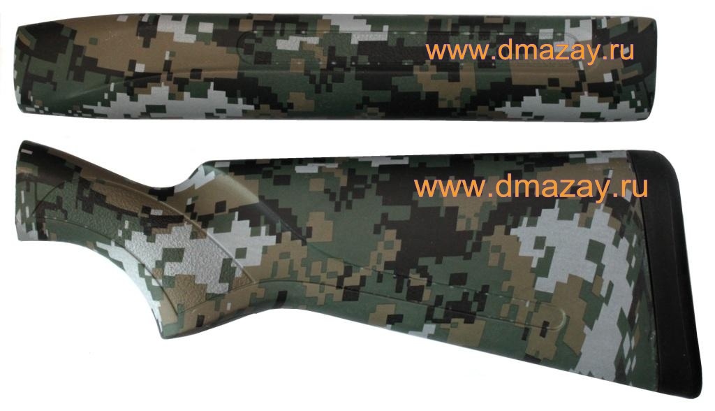 Приклад и цевье (комплект) для охотничьего ружья МР-153 (MP 153) пластик черный ИЖМЕХ